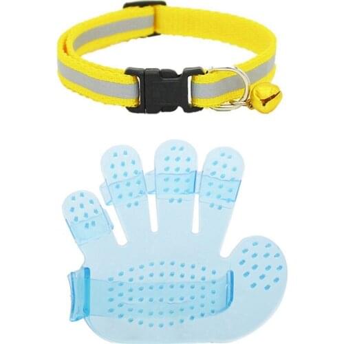 Promotion! 1 Pcs Cute Dog Cat Rabbit Pet Grooming Brush-Blue & 1 Pcs Reflective Pet Collar Safety Release Buckle with Bell (Yell