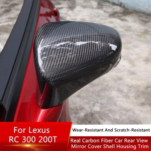 TAJIAN Real Carbon Fiber Car Side Rear View Mirror Covers Cap Shell Housing Trim Replacement Accessories For Lexus RC300 200T