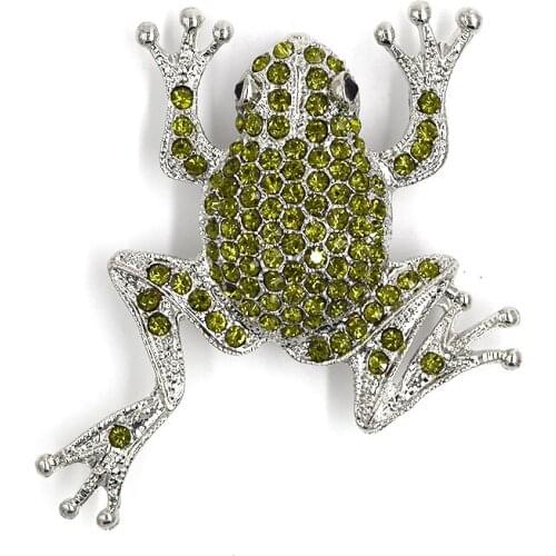 Olivine Rhinestone Frog Pin brooches C239 K