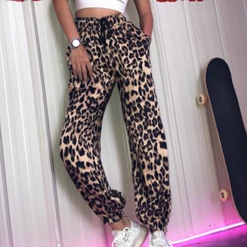 Women Casual Pants Elastic High waist Fashion Leopard pattern Harem pants trousers Ladies Slim Streetwear Bottoms Female Clothes