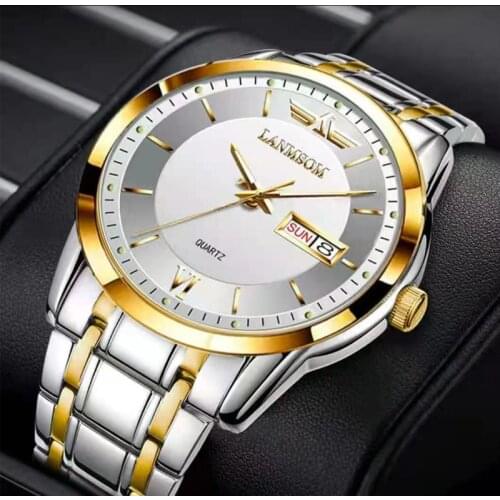 Genuine Mens Steel Belt Waterproof Quartz Watch Luminous Calendar Mens Watch Student Sports Timing Multi-Function Watch