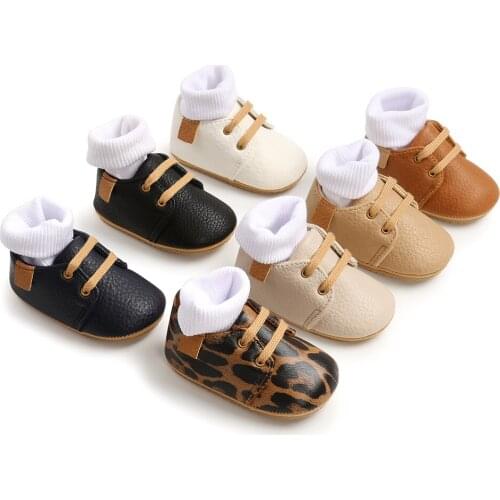 Children Anti-slip Sock Cute Kids First Walkers New Fashion Infant Shoes Retro Leather Newborn Rubber Sole Sock Toddler Shoes