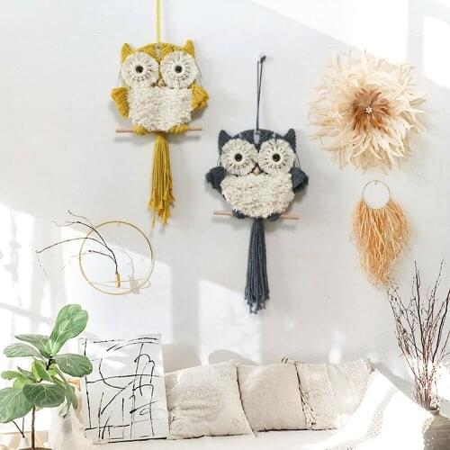 Home Decoration Hanging Creativity Hand Woven Owl Tapestry Room Bedroom Hanging Tapestry