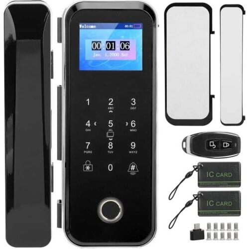 Serrure de porte Smart Fingerprint Lock Intelligent Password Card Glass Door Access System for TUYA with 2.4in Color Screen