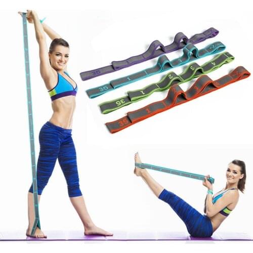 9 Loops Yoga Stretch Strap Polyester Latex Elastic Yoga Pull Strap Belt Pilates Latin Dance Gymnastics GYM Sport Resistance Band