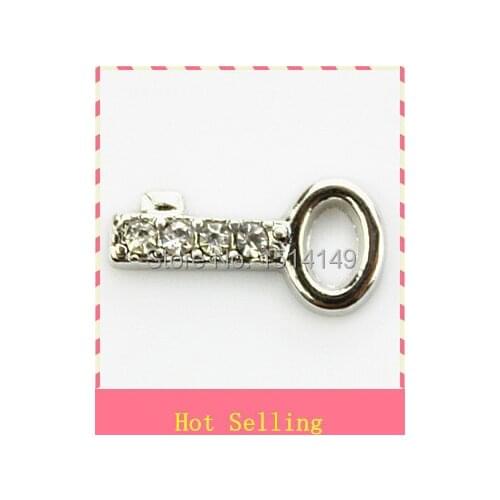 Hot selling crystal key floating charms living glass floating memory locket