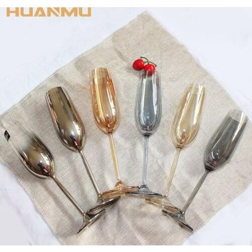 Lead-Free Crystal Glass Champagne Glass Electroplating Silver Gold Goblet Red Wine Glass Creative European Style Decoration