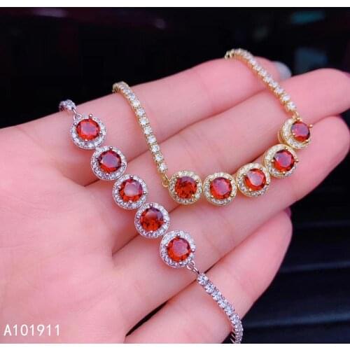 KJJEAXCMY fine jewelry natural Garnet 925 sterling silver new women hand bracelet support test luxury