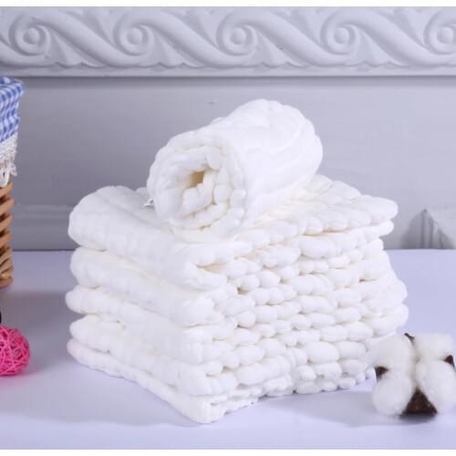 LASHGHG 5pcs/lot 12 Layers Muslin Cotton White Color Super Absorbent Breathable Gauze Prefold Cloth Diaper Nappies For Baby Kids