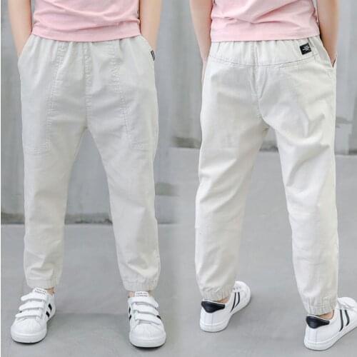 Summer Pants Boys 2021 New Casual Solid Cotton Linen Elastic Waist Trousers Childrens Clothing Mosquito Sweatpants Multicolor