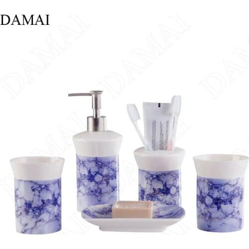 Creativity Hand Painted Bathroom Accessories Set Ceramic Nordic Classical Marble Texture Home Five Piece Set Shower Accessories