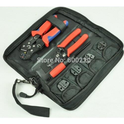 Hand Crimping Tool Set crimping tool kit with cable stripper and cutter,screwdriver and 4 replaceable die sets