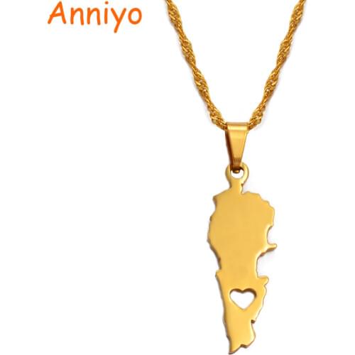 Anniyo Lebanon Country Map Pendant Necklaces Gold Color Jewelry Liban Maps of Lebanese Patriotic Gifts #018521