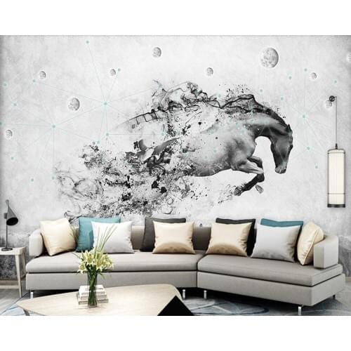 Papel de parede art abstract running horse 3d wallpaper mural for living room TV sofa wall bedroom kitchen restaurant cafe bar