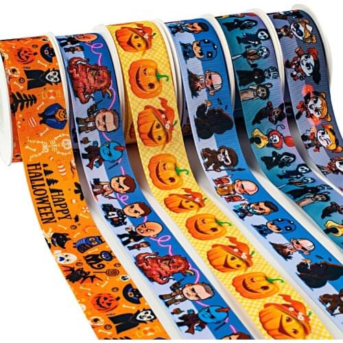 Printed Halloween Character Grosgrain Ribbon People Cartoon Tape 5Yards for Party Decorations DIY Sewing Crafts
