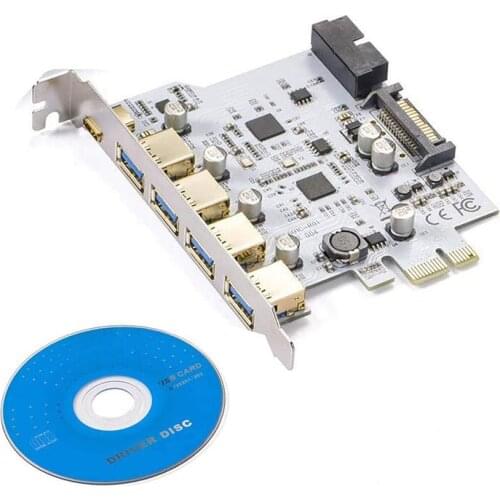 7 Ports PCI-E To USB 3.0 Expansion Card Type C Expansion Card PCI-E To USB 3.0 Controller 5Port + 1Port USB 3.1 Card Adapter