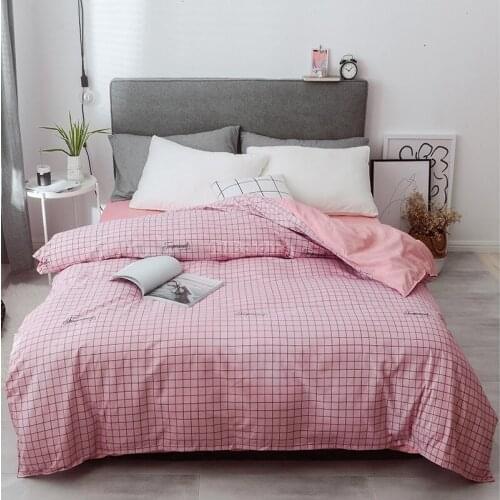 Hot Sale Pink Plaid Striped Duvet Cover 1 Piece Adult&Children Comforter Cover with Zipper Twin Full Queen King Size Quilt Cover