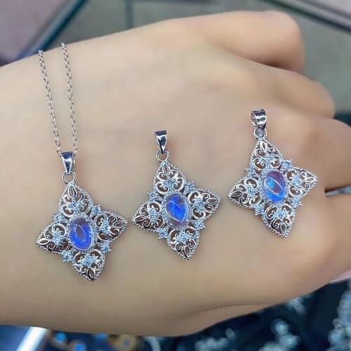 Rainbow moonstone gemstone pendant 925 sterling silver pendant Engagement Wedding Jewelry/Moonstone Necklace/blue moonstone