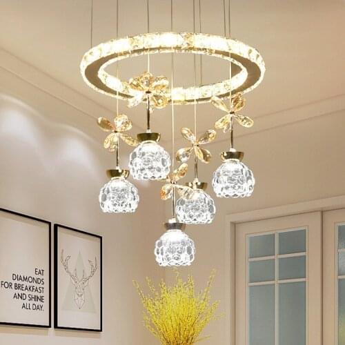 Modern Living Room Dining Room Round Chandelier Lamp Creative Restaurant Bedroom LED Crystal Lighting Fixtures