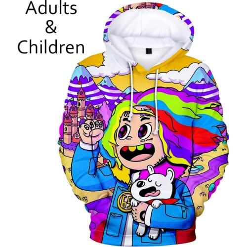 3D 6IX9INE Hoodies Boys Girls Sweatshirts Harajuku Autumn Kids Hooded New 3D print 6IX9INE Hoodie Men Women casual Pullovers