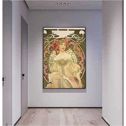 Alphonse Mucha Vintage Canvas Art Posters And Prints Art Nouveau Woman Canvas Paintings On the Wall Art Pictures For Living Room