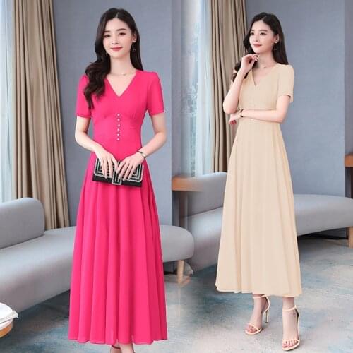 2021 Vintage Solid Chiffon Beach Midi Dress Spring Summer 3XL Plus Size Runway Maxi Dresses Elegant Women Bodycon Party Vestidos