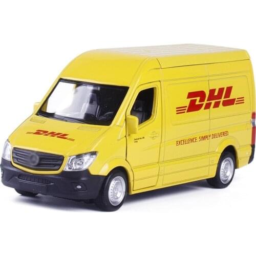 1/36 Simulation Alloy DHL Truck Diecasts Cars Toy Vehicle Pull Back Mini Van Car Model Toys For Children Collection