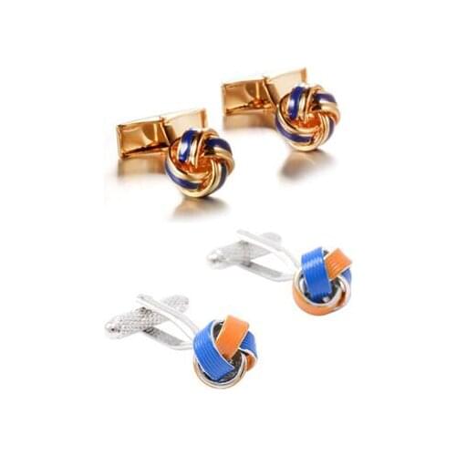 10pairs/lot Quality Blue Orange Plating Twist Knot Cufflinks Twist Flower Cuff Links Cufflinks Mens Jewelry Wholesale