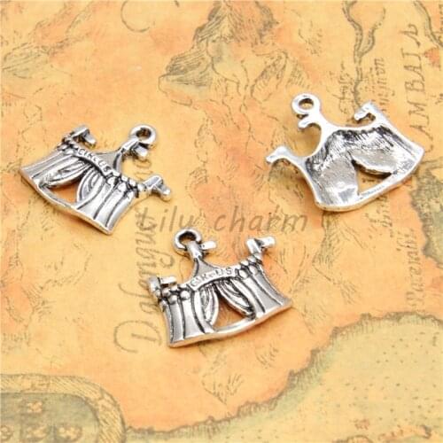 10pcs circus tent charm Antique silver tone circus charm pendant 22x22mm