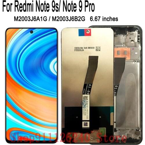 100% Tested For Xiaomi Redmi Note 9s LCD Display with Touch Screen Digitizer Assembly Frame Xiomi Redmy Note 9 Pro Note9s Repair