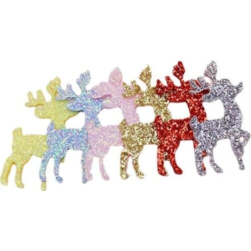 100Pcs/Lot Small Size Christmas Deer Padded Appliques For Headwear Decoration Handmade Hair Clip Accessories