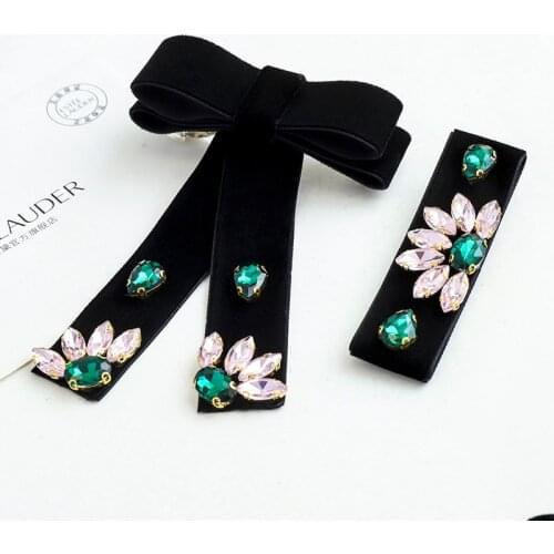 14 Colours New Flannel Bow Issue Card Fashion Denim Pearl Hair Accessories Korean Style Ponytail Top Clip