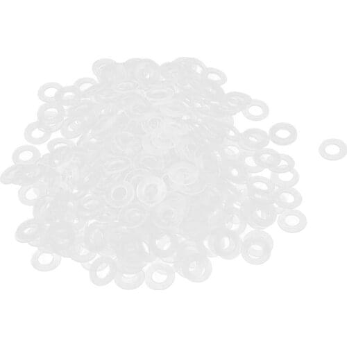 200 pcs M3 x 6mm x 0.5mm plastic round flat washer seal ring clear