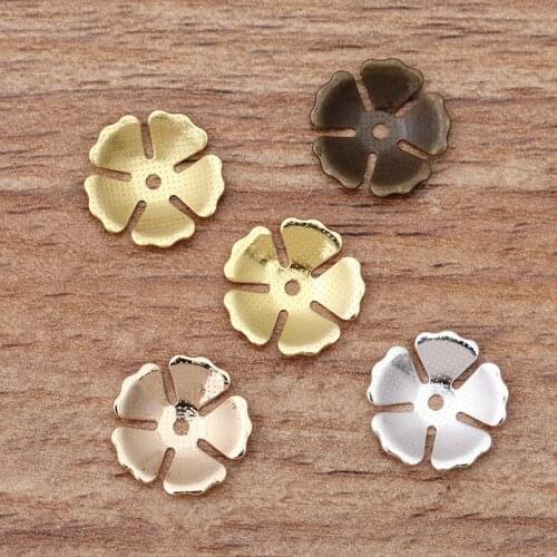 200pcs 15mm Metal Brass Filigree Flowers Bead Caps Charms Base Settings DIY Handmade Accessories For Jewelry Making