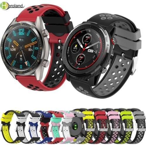 22mm silicone Watchstrap band for huami Amazfit Stratos 3 2 2s pace Wristband For Huawei Watch GT 46mm Wriststrap bracelet
