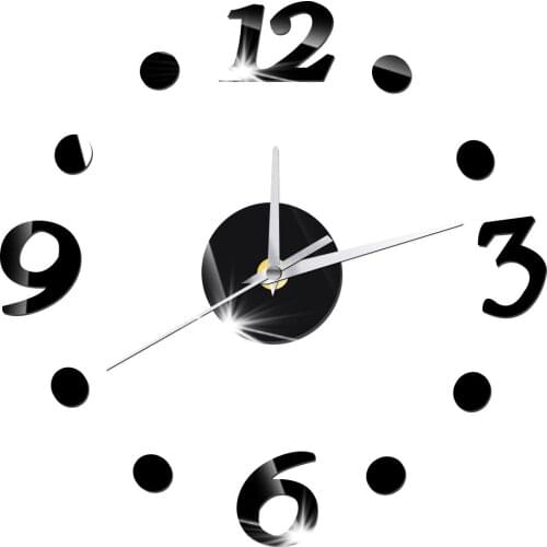 Acrylic DIY Numbers Dots Quartz Non-ticking Silent Wall Clock Self Adhesive Interior Wall Creative Decoration Clock Trendy