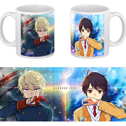 ALDNOAH ZERO Coffee Mug with Lid Spoon 11oz Anime White Ceramic Travel Tea Milk Cups and Mugs Friends Gift Cup