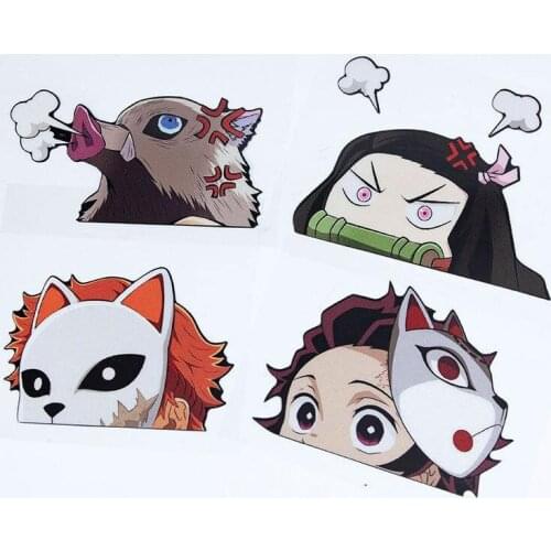 Anime Demon Slayer Blade Car Sticker Nidouzi Making Door PVC Decals Skateboard Peripheral Waterproof Reflective Sticker