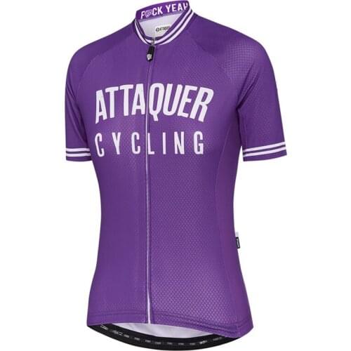 Attaquer Womens All Day Race Cycling Jersey Purple Short sleeve riding wear blusas mujer de moda 2020 maillot ciclismo MTB shirt