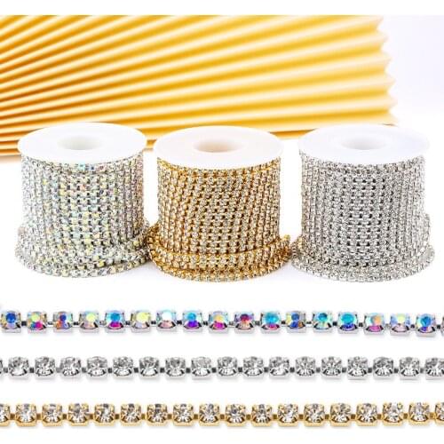 SS12 Flatback Glitter Rhinestone Trim Chain Sew On Rhinestones Cup Chain With Claw Glue On for Clothes Needlework Accessories