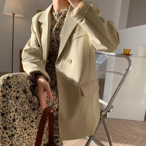 Korean Light Purple Blazers Women Single-breasted Long Sleeves Spring Autumn 2021 Loose Casual Notched Collar Female Suit Jacket