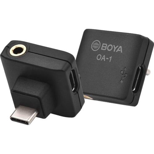 BOYA BY-OA1 Mini Audio Adapter with 3.5mm TRS Microphone Port Type-C Charging Port Replacement for DJI OSMO Action