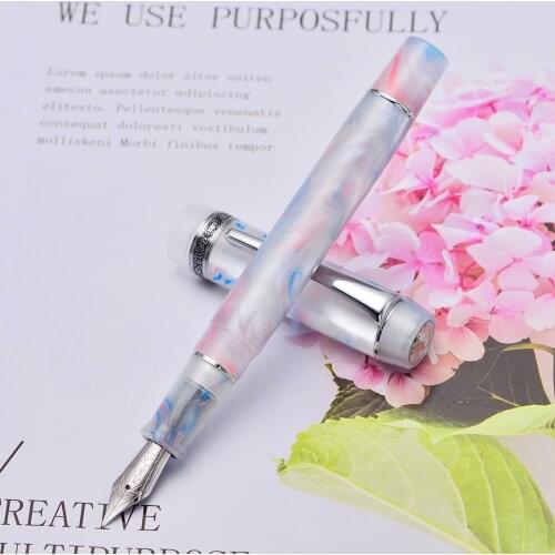 Kaigelu 316A Celluloid Fountain Pen Beautiful Pink White Patterns Iridium EF/F/M Nib Pen Writing Office Business Ink Gift Pen