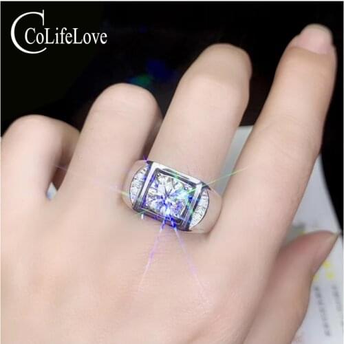 CoLife Jewelry 1ct 2ct 3ct Moissanite Man Ring Real F Color Moissanite Silver Ring for Man Fashion 925 Silver Man Jewelry