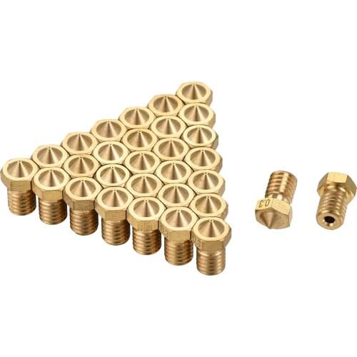 Uxcell 0.3mm 3D Printer Nozzle, 30pcs M6 Thread for V5 V6 1.75mm Extruder Print, Brass