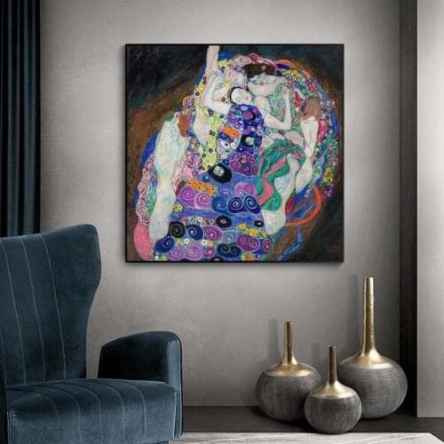 Gustav Klimt Kiss Canvas Paintings On the Wall Art Posters And Prints The Virgin Classical Art Pictures Home Wall Decoration