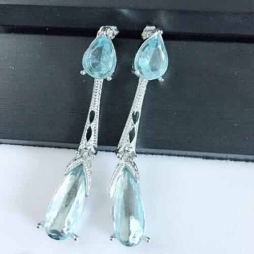 Classic Waterdrop Crystal Dangle Earrings for Women Wedding Party Bohemian Cubic Zircon Stones Drop Earring Long Ethnic Jewelry