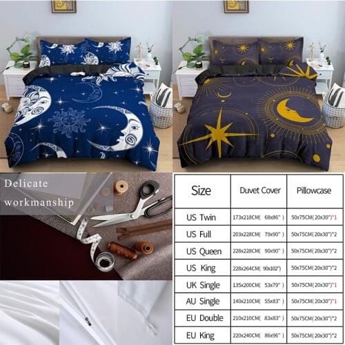 Moon Star Pattern Bed Cover Set Kid Boy Girl 2-3pcs Duvet Cover Adult Child Bed Linens And Pillowcases Comforter Cover Bedding