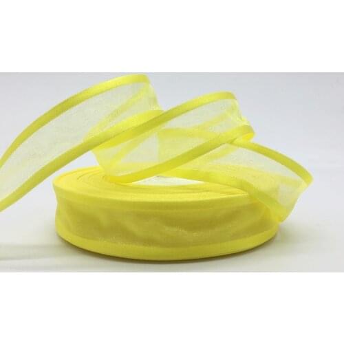 Wholesale 5Yards 1"(25mm) Yellow Broadside Organza Ribbon Bow Wedding Christmas Party Wrapping Decoration Lace Crafts