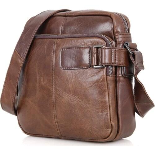 Mens Shoulder Bag Genuine Leather 2019 Man Vintage Fashion Brand Mini Messenger Crossbody Bags Cow Leather Male Business Bags
